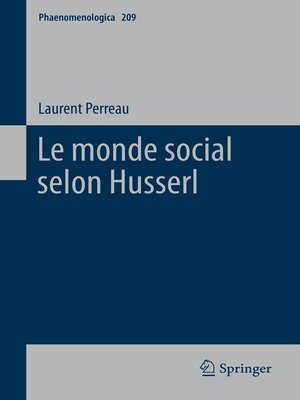 cover image of Le monde social selon Husserl
